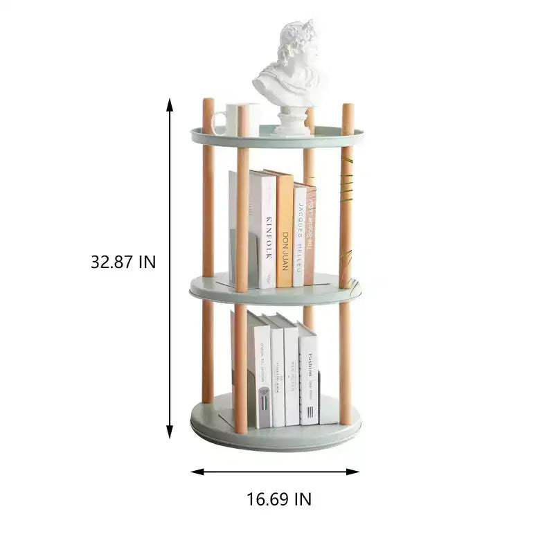 Libreria girevole a 3 ripiani con struttura in legno
