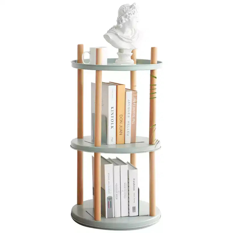 Libreria girevole a 3 ripiani con struttura in legno