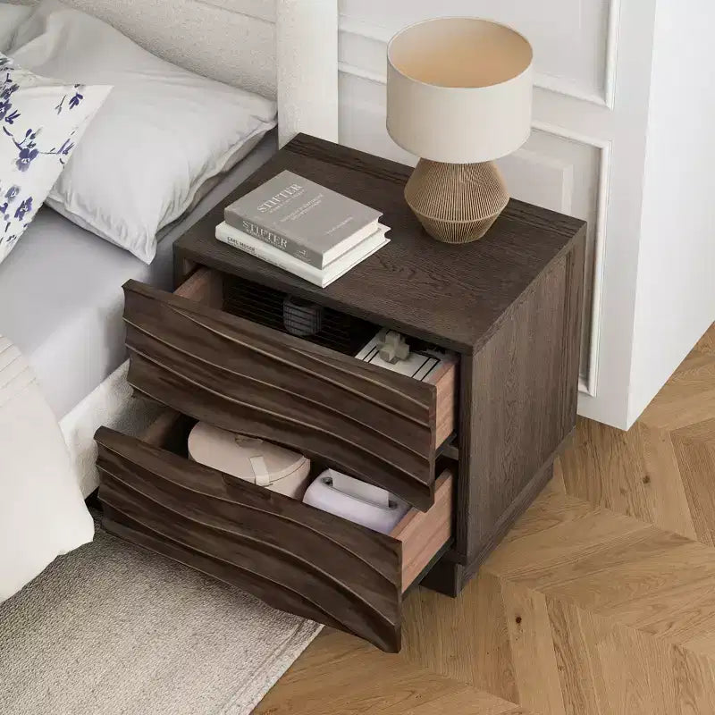 Comodino moderno in legno con 2 cassetti, 59,9 cm L x 40 cm P x 57,6 cm A