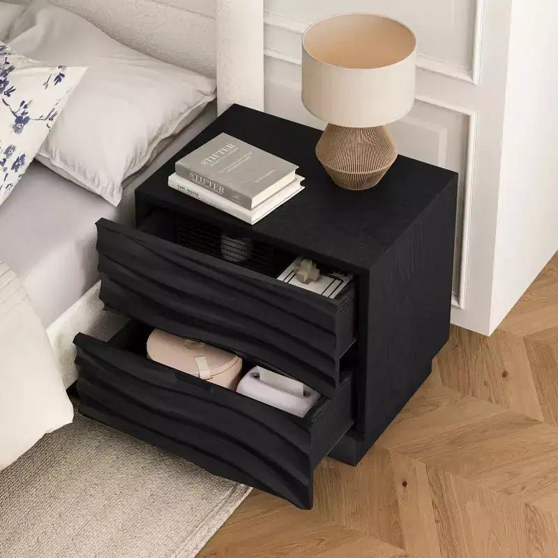 Comodino moderno in legno con 2 cassetti, 59,9 cm L x 40 cm P x 57,6 cm A