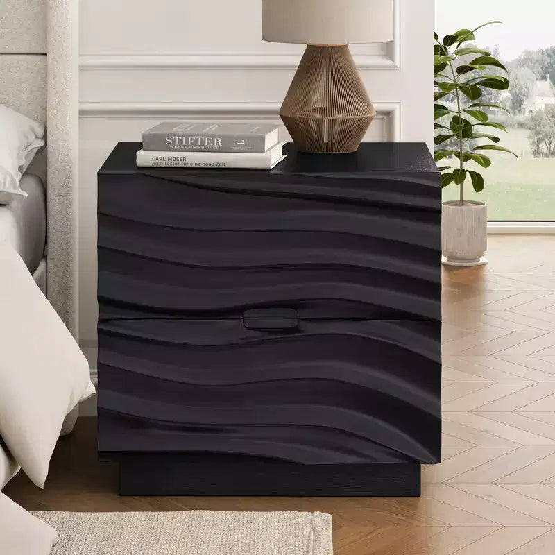 Comodino moderno in legno con 2 cassetti, 59,9 cm L x 40 cm P x 57,6 cm A