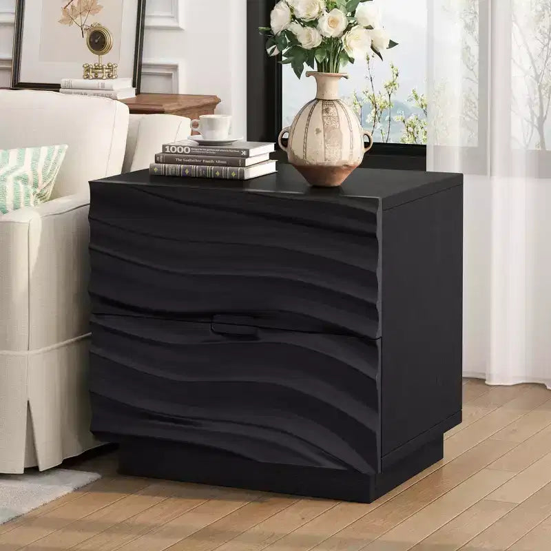 Comodino moderno in legno con 2 cassetti, 59,9 cm L x 40 cm P x 57,6 cm A