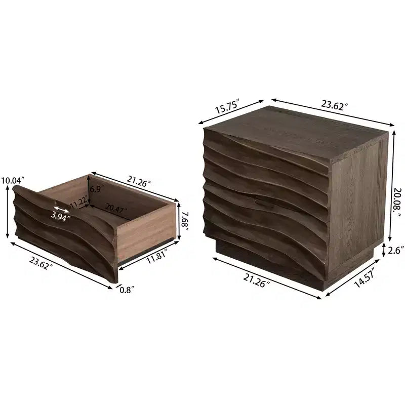 Comodino moderno in legno con 2 cassetti, 59,9 cm L x 40 cm P x 57,6 cm A