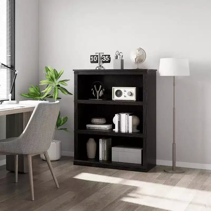 Libreria in legno a 5 ripiani con struttura rustica, scaffale portaoggetti alto 100 cm