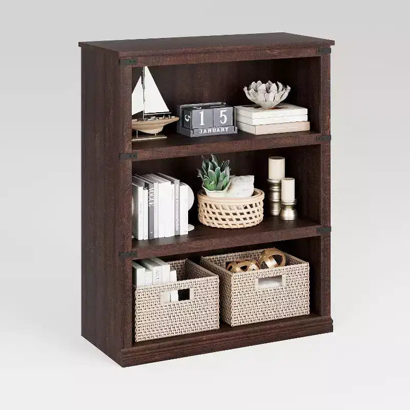 Libreria in legno a 5 ripiani con struttura rustica, scaffale portaoggetti alto 100 cm