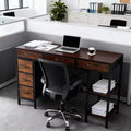 Bestier Computer Desk with 6 Fabric Drawers & Adjustable Storage Shelf-Sturdy Metal FrameHome Office Gaming Desk