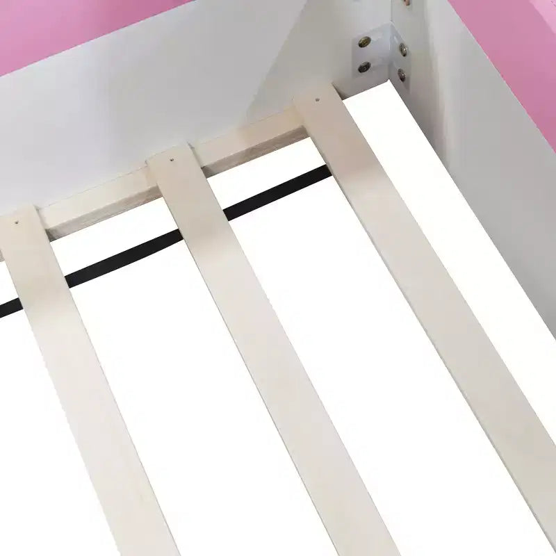 Struttura letto a giorno a pavimento con recinzione e scale – Imbottita, Singolo/Matrimoniale