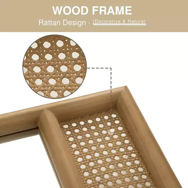 Specchio arcuato a figura intera da 71 x 37 pollici con cornice in legno massello di rattan