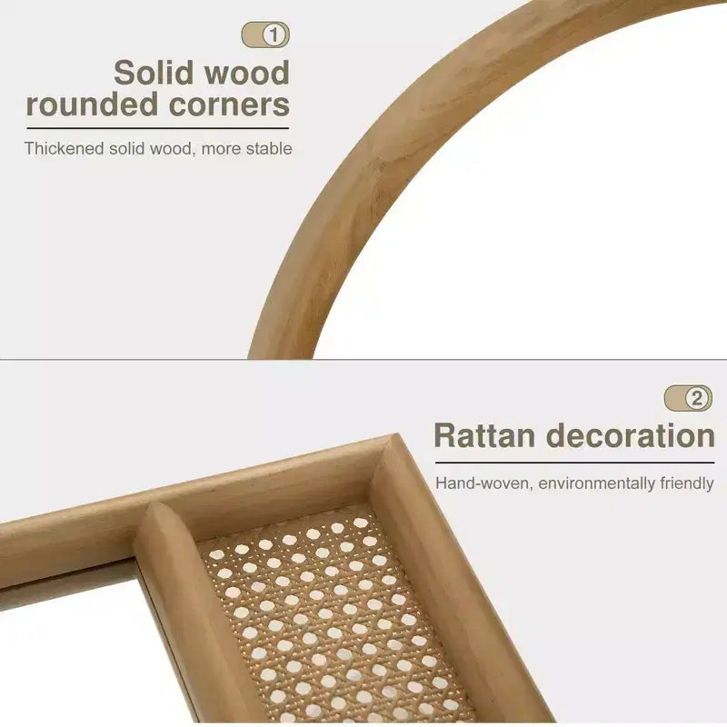 Specchio arcuato a figura intera da 71 x 37 pollici con cornice in legno massello di rattan