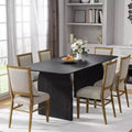PexFix 67 x 33.5 Farmhouse Dining Table Solid Wood Kitchen Table with Arched Legs Square Black Wood Top for Dining Room & Kitchen