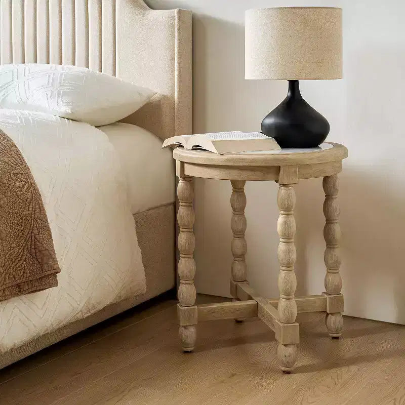 Tavolino stile rustico con ripiano effetto marmo