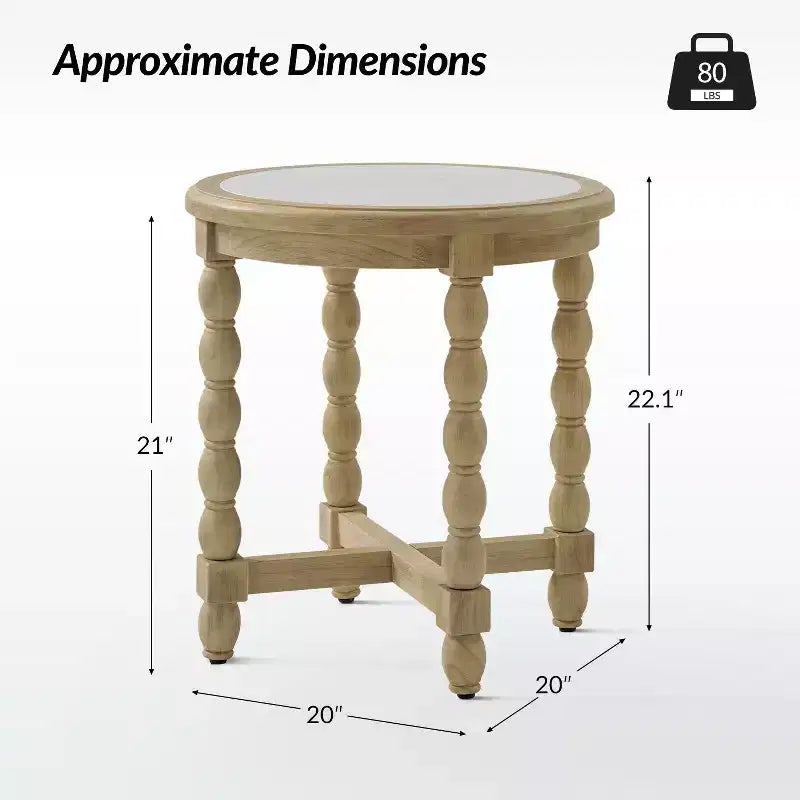 Tavolino stile rustico con ripiano effetto marmo