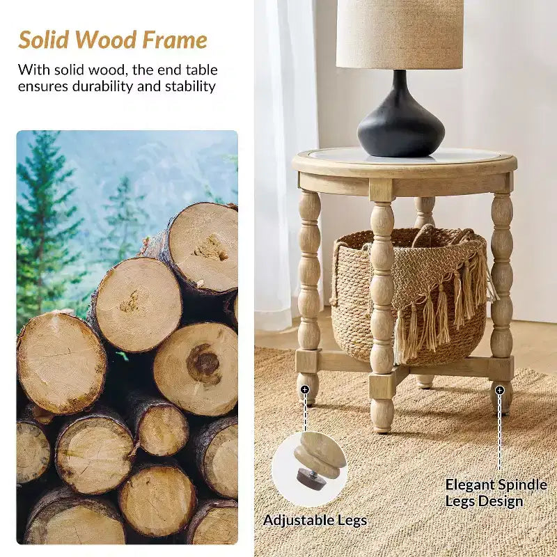 Tavolino stile rustico con ripiano effetto marmo
