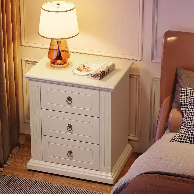 Comodino a 3 cassetti, comodino moderno con cassetti portaoggetti - Beige