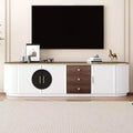 JVNOXK 70.8-inch Modern Minimalist TV Stand Fits TVs up to 80 inches Features 3 drawers and 1 shelf Metal handles Ideal for living rooms White