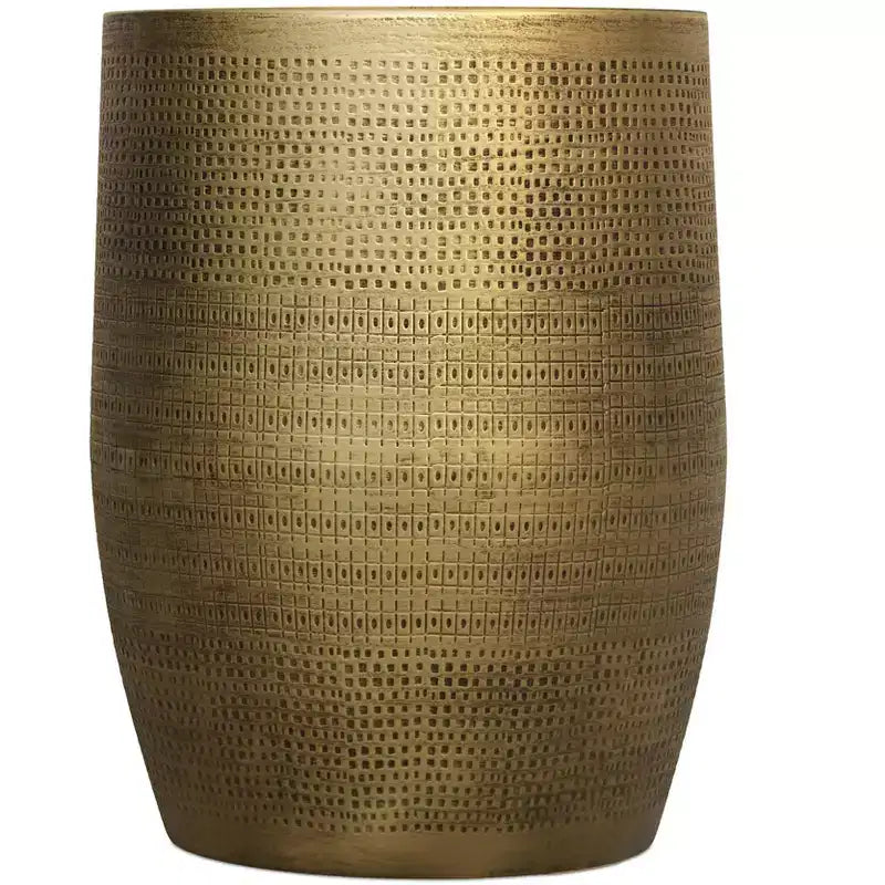 Tavolino rotondo in metallo con motivo Boho Morse, 15"L x 20"H - Ottone anticato, completamente assemblato