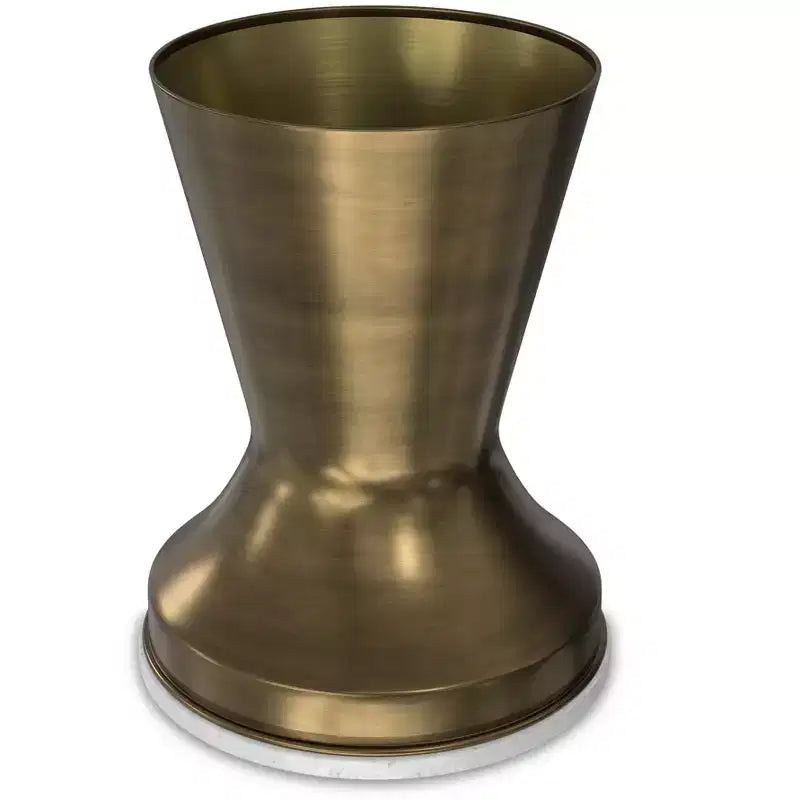 Tavolino Rotondo in Metallo con Piano in Marmo Bianco e Base in Ottone Antico, 35,5 cm L x 45,7 cm H - Completamente Assemblato