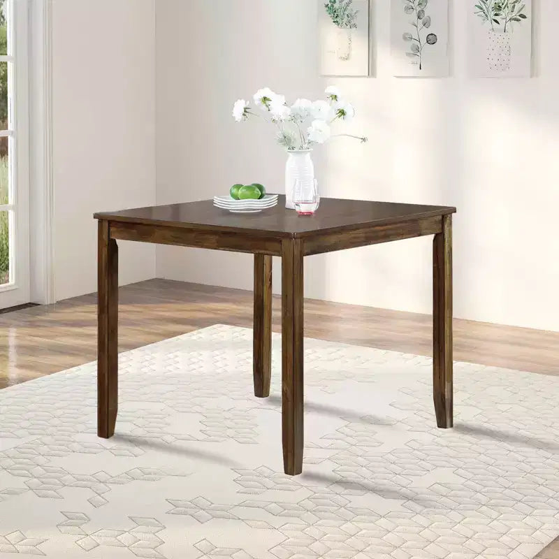 MAYEERTY Wooden Square Dining Table, Walnut 4-Person Kitchen Table for Small Spaces - Table Only