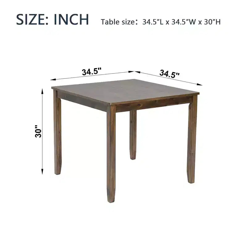 Tavolo da pranzo quadrato per 4 persone, finitura noce, 34,5"L x 34,5"P x 30"H - Solo tavolo