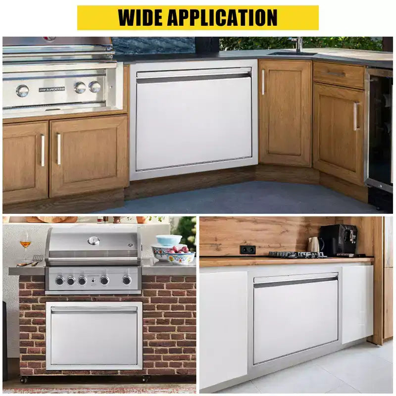Sportello di Accesso Doppio per Barbecue Rinforzato, Acciaio Inossidabile Spazzolato 304 per Cucina Esterna e Armadio Griglia