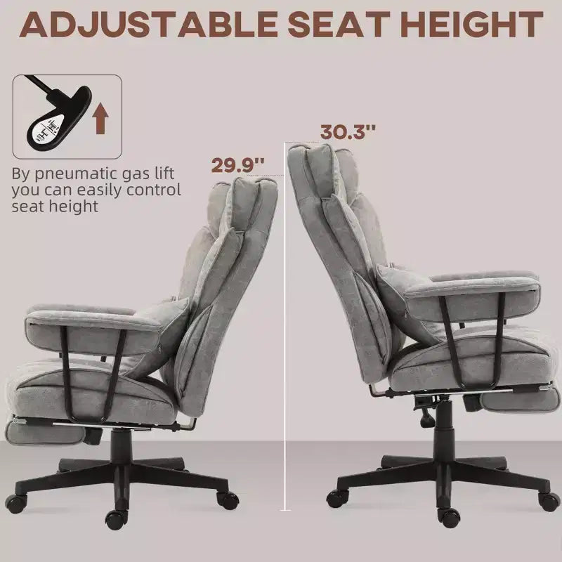 Sedia da Ufficio Direzionale Grande e Alta con Massaggio, Poggiapiedi, Supporto Lombare e Funzione Reclinabile, Supporta fino a 180 kg, 76 cm L x 77 cm P x 123 cm H