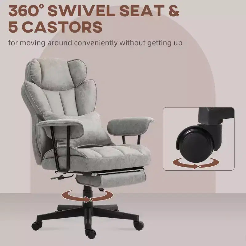 Sedia da Ufficio Direzionale Grande e Alta con Massaggio, Poggiapiedi, Supporto Lombare e Funzione Reclinabile, Supporta fino a 180 kg, 76 cm L x 77 cm P x 123 cm H