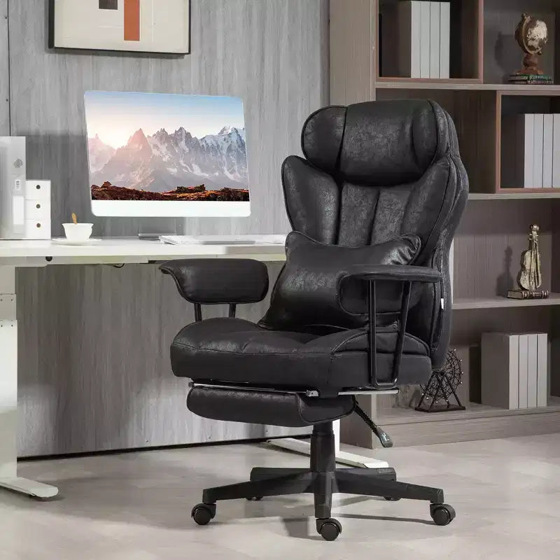 Sedia da Ufficio Direzionale Grande e Alta con Massaggio, Poggiapiedi, Supporto Lombare e Funzione Reclinabile, Supporta fino a 180 kg, 76 cm L x 77 cm P x 123 cm H