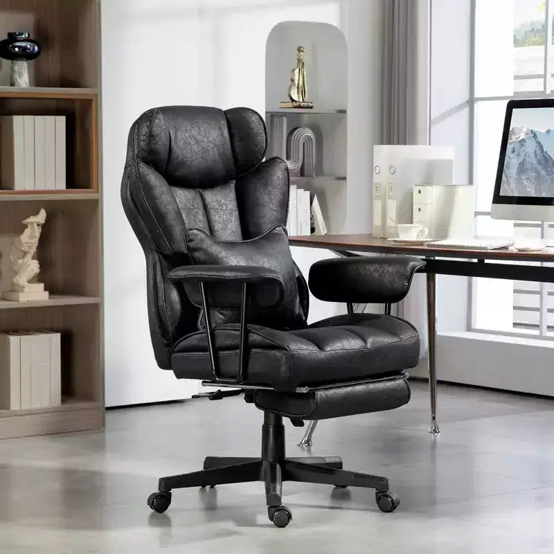 Sedia da Ufficio Direzionale Grande e Alta con Massaggio, Poggiapiedi, Supporto Lombare e Funzione Reclinabile, Supporta fino a 180 kg, 76 cm L x 77 cm P x 123 cm H