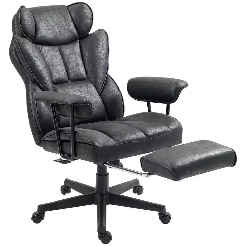 Sedia da Ufficio Direzionale Grande e Alta con Massaggio, Poggiapiedi, Supporto Lombare e Funzione Reclinabile, Supporta fino a 180 kg, 76 cm L x 77 cm P x 123 cm H