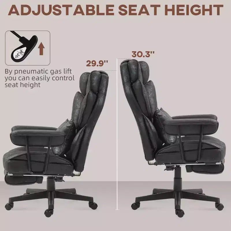 Sedia da Ufficio Direzionale Grande e Alta con Massaggio, Poggiapiedi, Supporto Lombare e Funzione Reclinabile, Supporta fino a 180 kg, 76 cm L x 77 cm P x 123 cm H