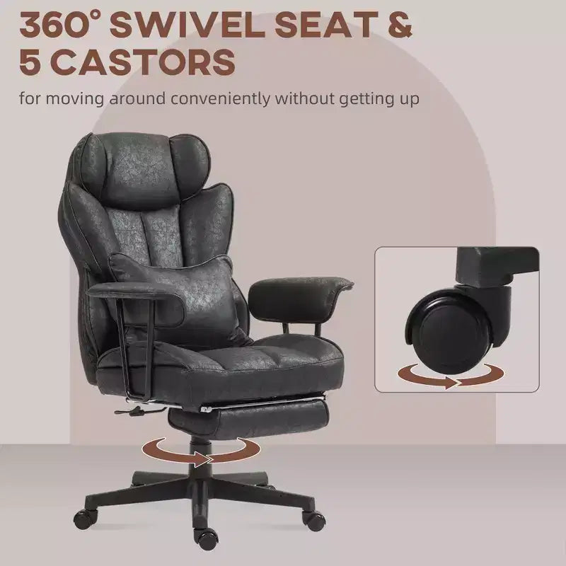 Sedia da Ufficio Direzionale Grande e Alta con Massaggio, Poggiapiedi, Supporto Lombare e Funzione Reclinabile, Supporta fino a 180 kg, 76 cm L x 77 cm P x 123 cm H
