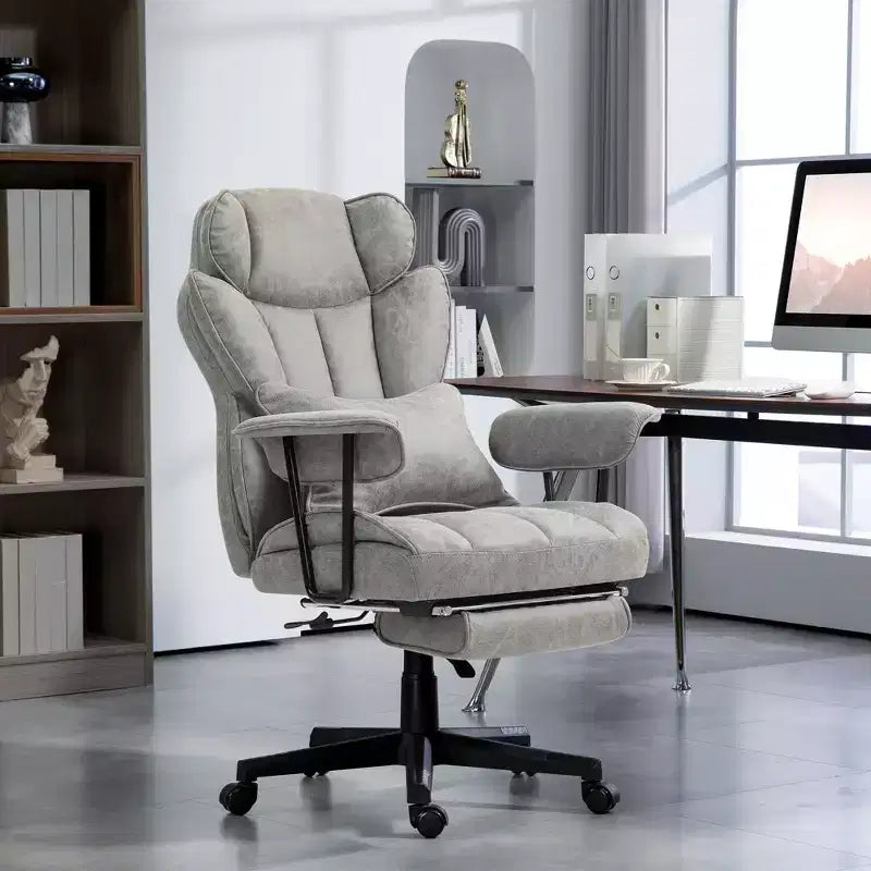 Sedia da Ufficio Direzionale Grande e Alta con Massaggio, Poggiapiedi, Supporto Lombare e Funzione Reclinabile, Supporta fino a 180 kg, 76 cm L x 77 cm P x 123 cm H