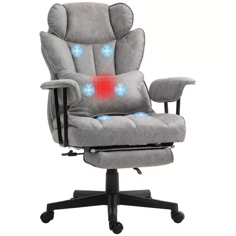 Sedia da Ufficio Direzionale Grande e Alta con Massaggio, Poggiapiedi, Supporto Lombare e Funzione Reclinabile, Supporta fino a 180 kg, 76 cm L x 77 cm P x 123 cm H