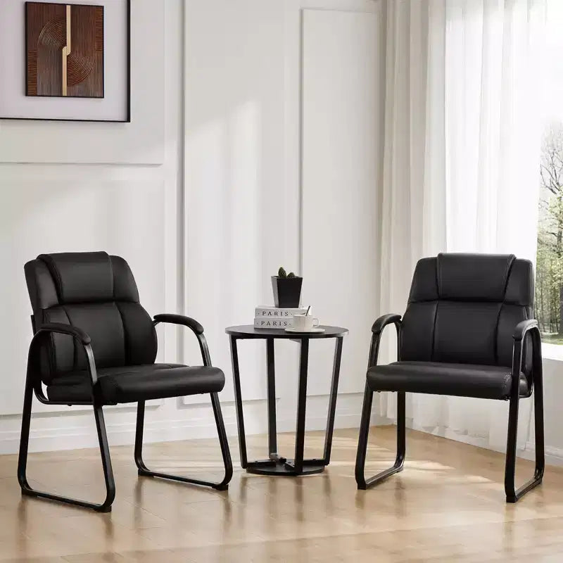 Sedia ospite da ufficio Big and Tall – Rivestita in pelle, altezza fissa, base a slitta