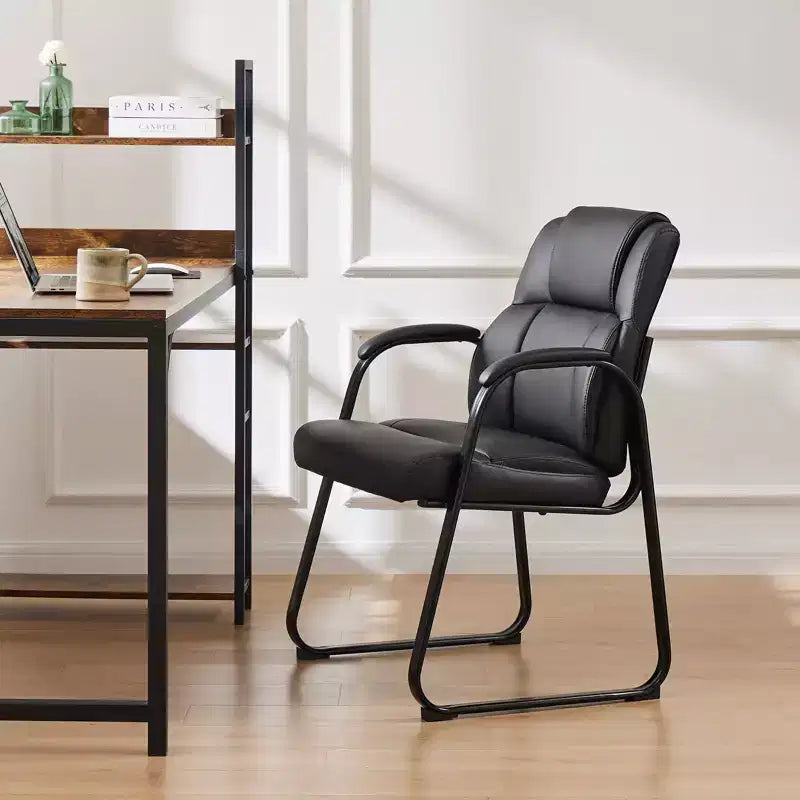 Sedia ospite da ufficio Big and Tall – Rivestita in pelle, altezza fissa, base a slitta