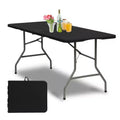 Folding Table 6 Foot Heavy Duty HDPE Plastic Indoor Outdoor Rectangular Banquet Table Steel Legs White