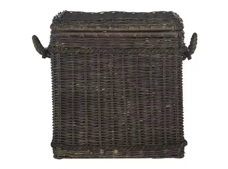 Cesto portabiancheria in vimini di rattan con coperchio