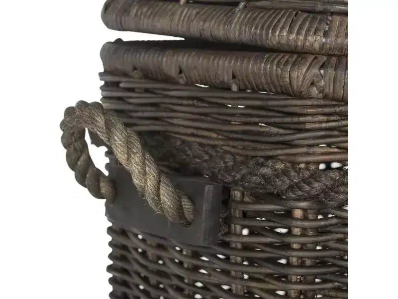 Cesto portabiancheria in vimini di rattan con coperchio