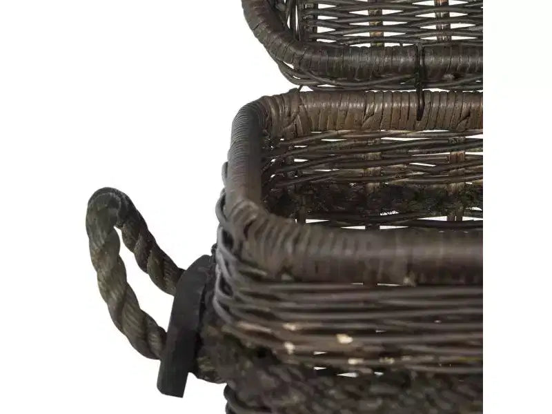 Cesto portabiancheria in vimini di rattan con coperchio